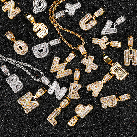 Popular hip-hop letter zircon necklace