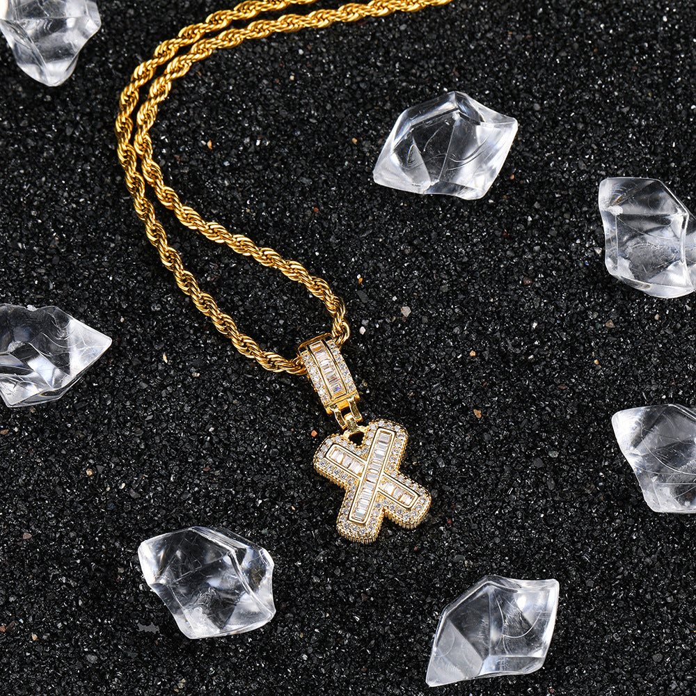 Popular hip-hop letter zircon necklace