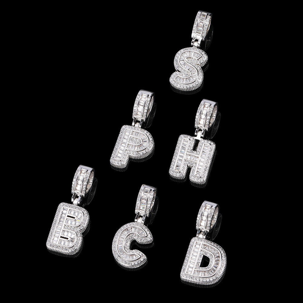 Popular hip-hop letter zircon necklace