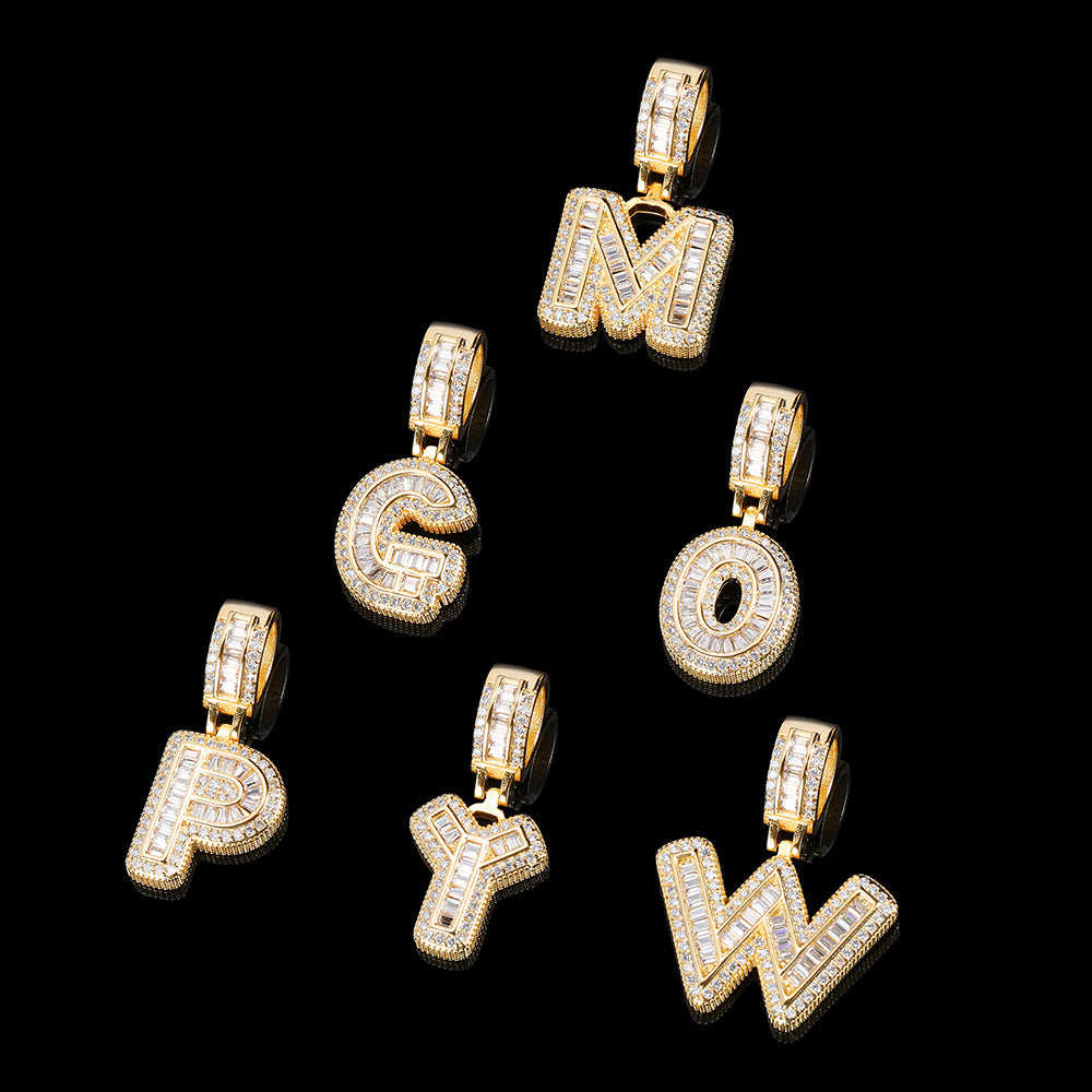 Popular hip-hop letter zircon necklace