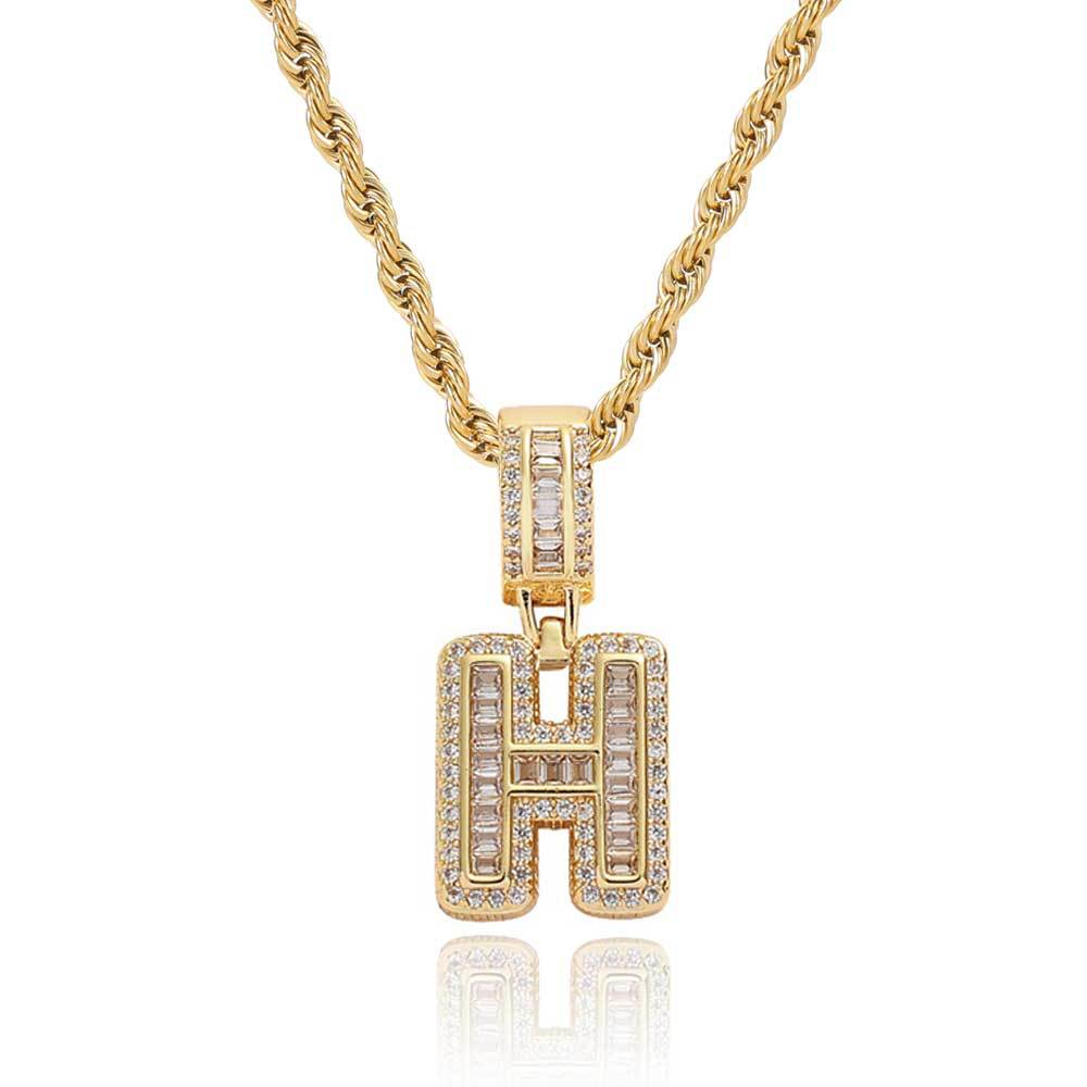 Popular hip-hop letter zircon necklace