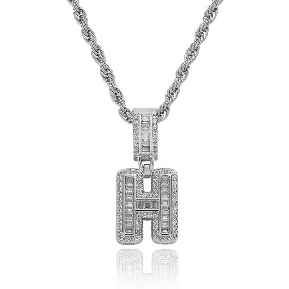 Collier pendentif lettre hip-hop populaire européen et américain en zircon, design de niche de personnalité, bijoux pendentif pour hommes