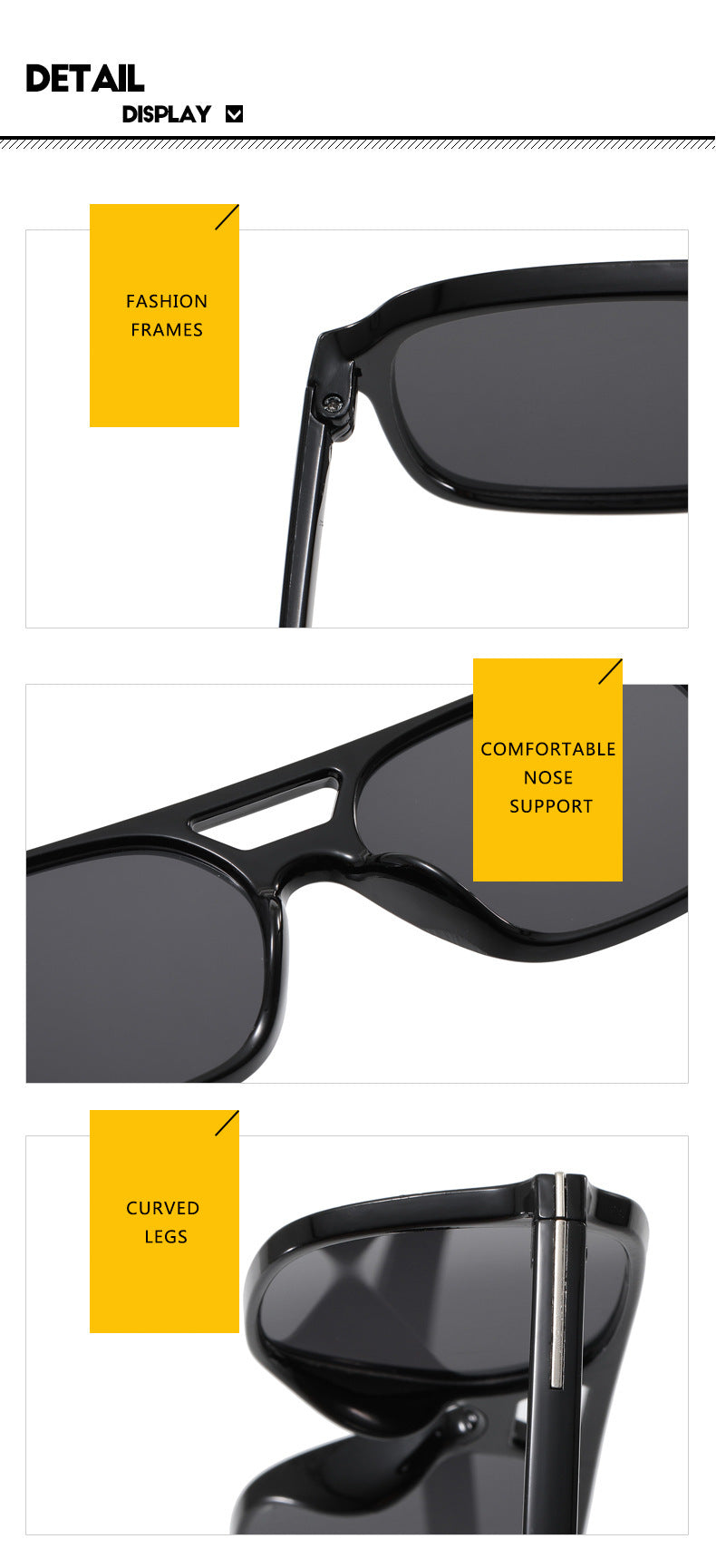 New fashion women's sunglasses, retro sunglasses, T-shaped double bridge fashion sunglasses