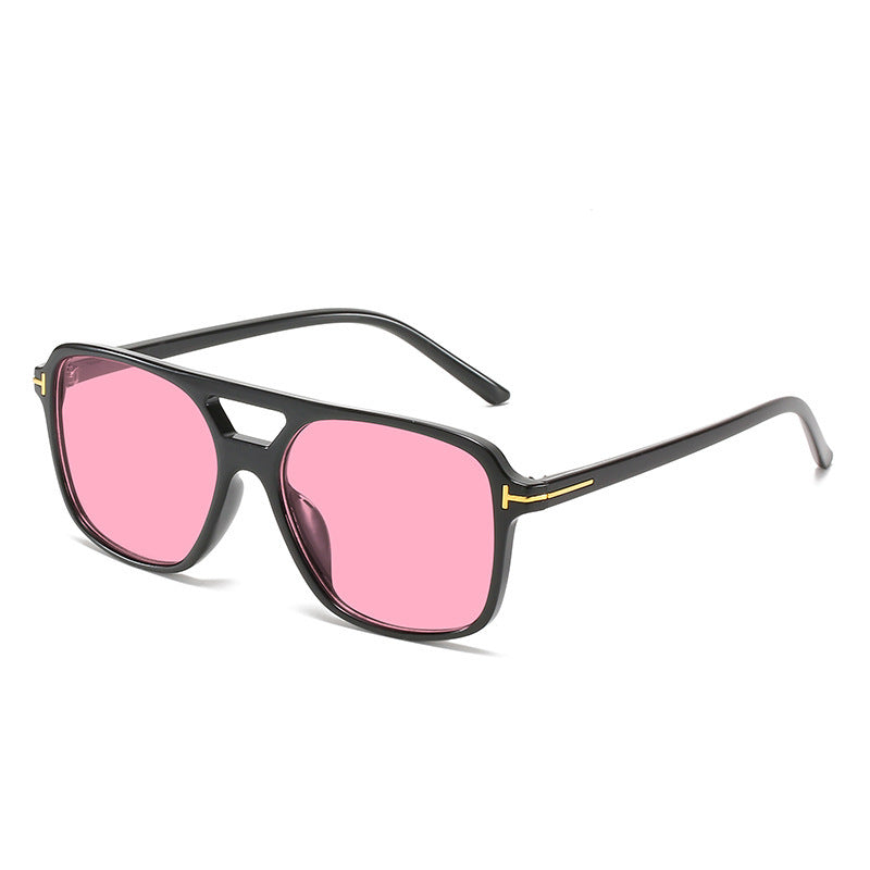 New fashion women's sunglasses, retro sunglasses, T-shaped double bridge fashion sunglasses